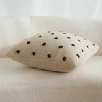 taies d'oreiller modernes beige brodées points blancs coton polyester 45x45cm
