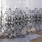 rideau blanc noir broderie florale transparent classique maison salon chambre decoration