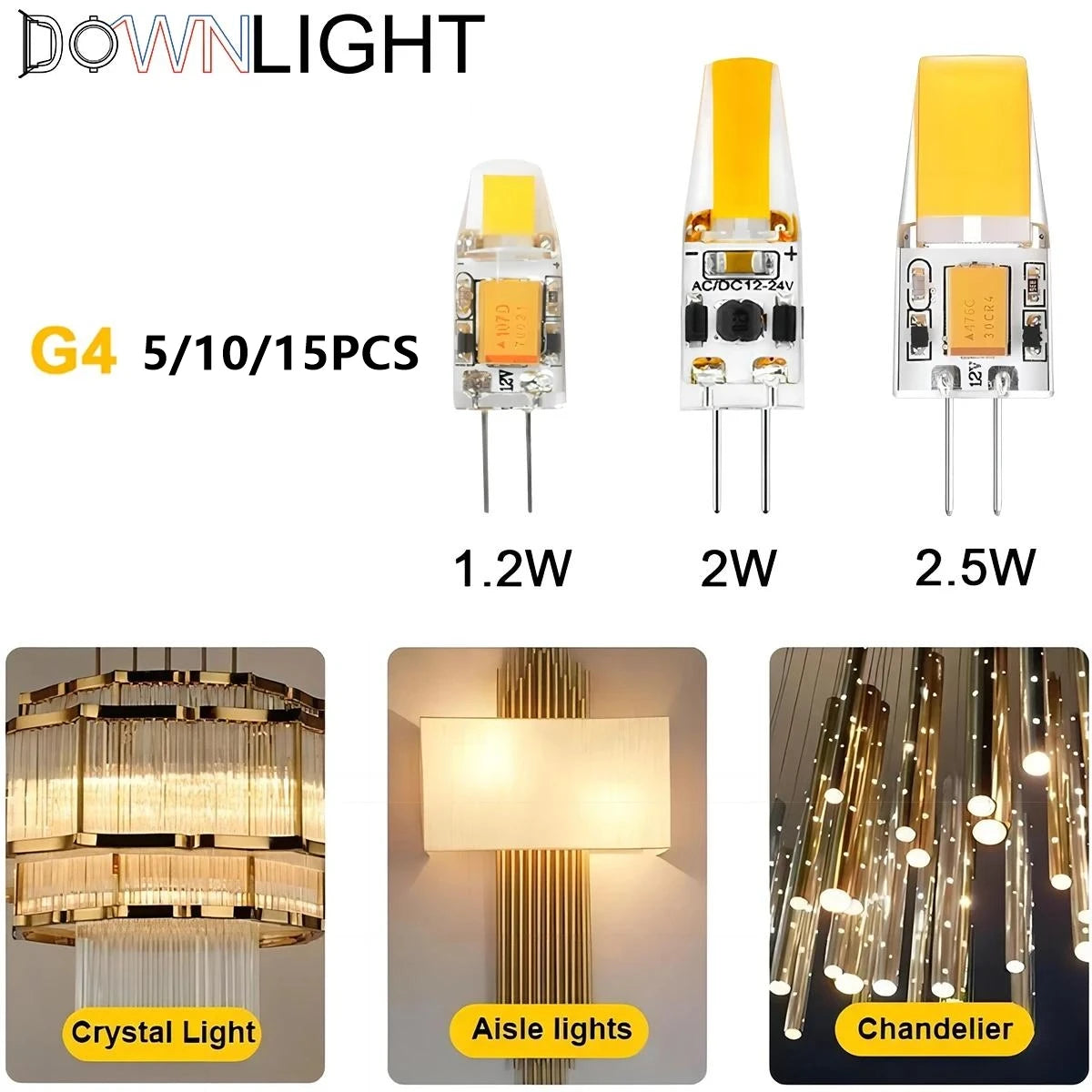 ampoule led g4 blanc chaud petite lampe bougie basse tension décoration intérieur moderne