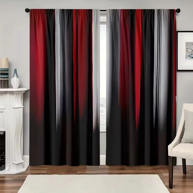 rideau polyester multicolore rayures horizontales moderne opacité blanc rouge noir gris 75x166cm 105x230cm 130x210cm