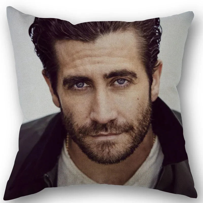 taies d'oreiller coton lin motif jake gyllenhaal moderne bleu marine imprimé décoration maison washable