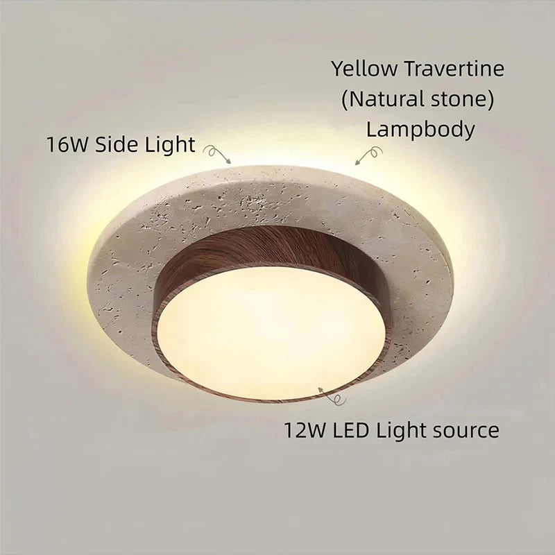 lampe moderne pierre jaune finition bois 12w led 22cm beige brunclair minimalisteintérieuréclairage