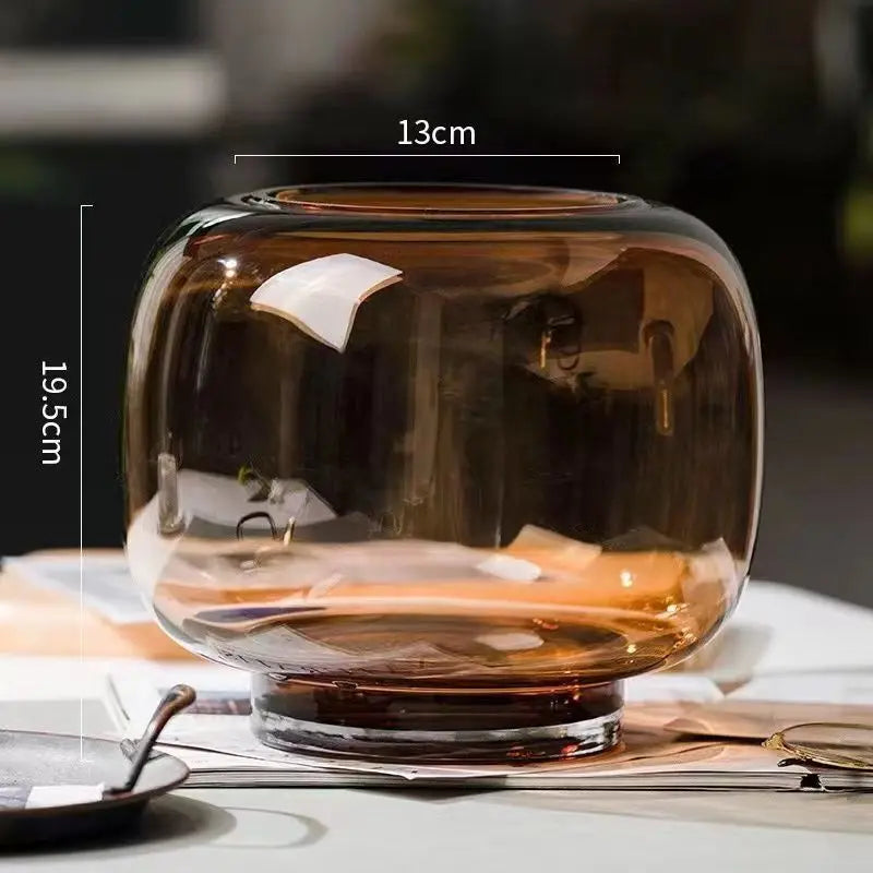 vase verre moderne transparent simple grande bouche table salon fleur hydroponie ornement double usage
