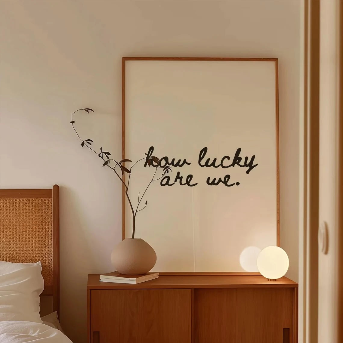 affiche minimaliste texte manuscrit blanc noir deco chambre salon mural fixe