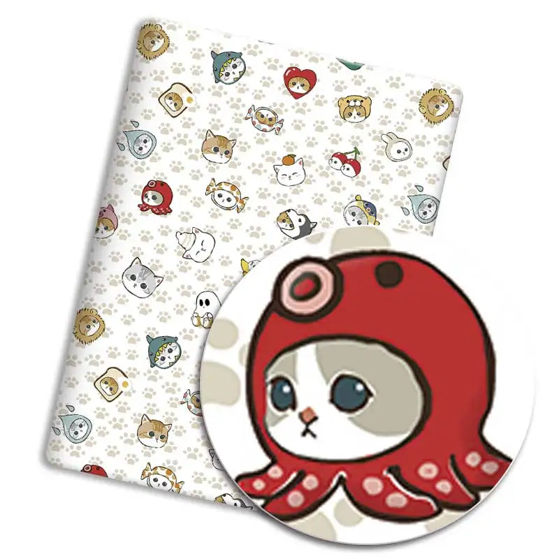 serviettes animales bleu vert rouge illustration mignonne chiens chats oiseaux coton polyester