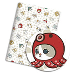 serviettes animales bleu vert rouge illustration mignonne chiens chats oiseaux coton polyester