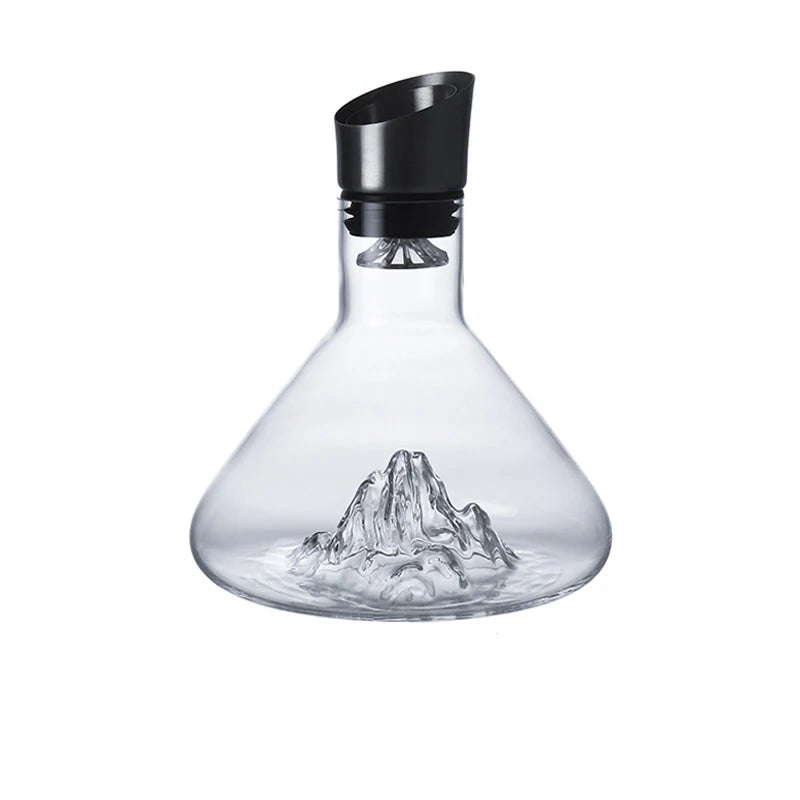 carafe vin transparente montagne dorée moderne 1,5 litre aérateur intégré