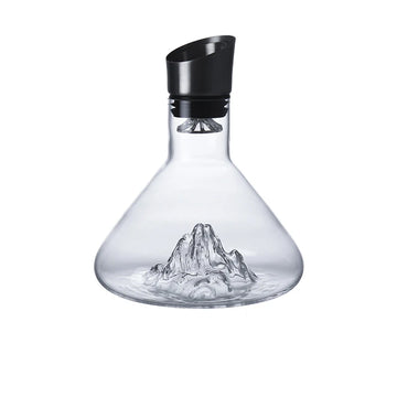 carafe vin transparente montagne dorée moderne 1,5 litre aérateur intégré