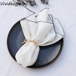 serviettes table blanc vert marron rayures classiques ruban coton fleur artificielle lavables cuisine