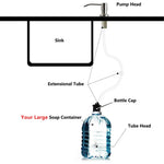 distributeur savon liquide or noir argent acier inoxydable moderne lisse fixations tube extension bouteille