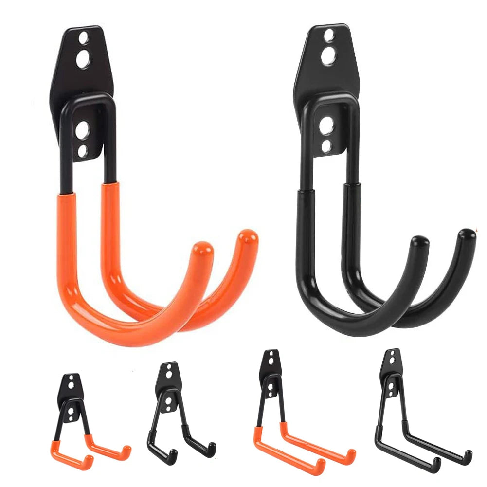 crochet mural moderne noir orange fer utilisation multiple outils jardinage pelle