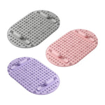 tapis bain moderne gris rose violet surface texturée poignées