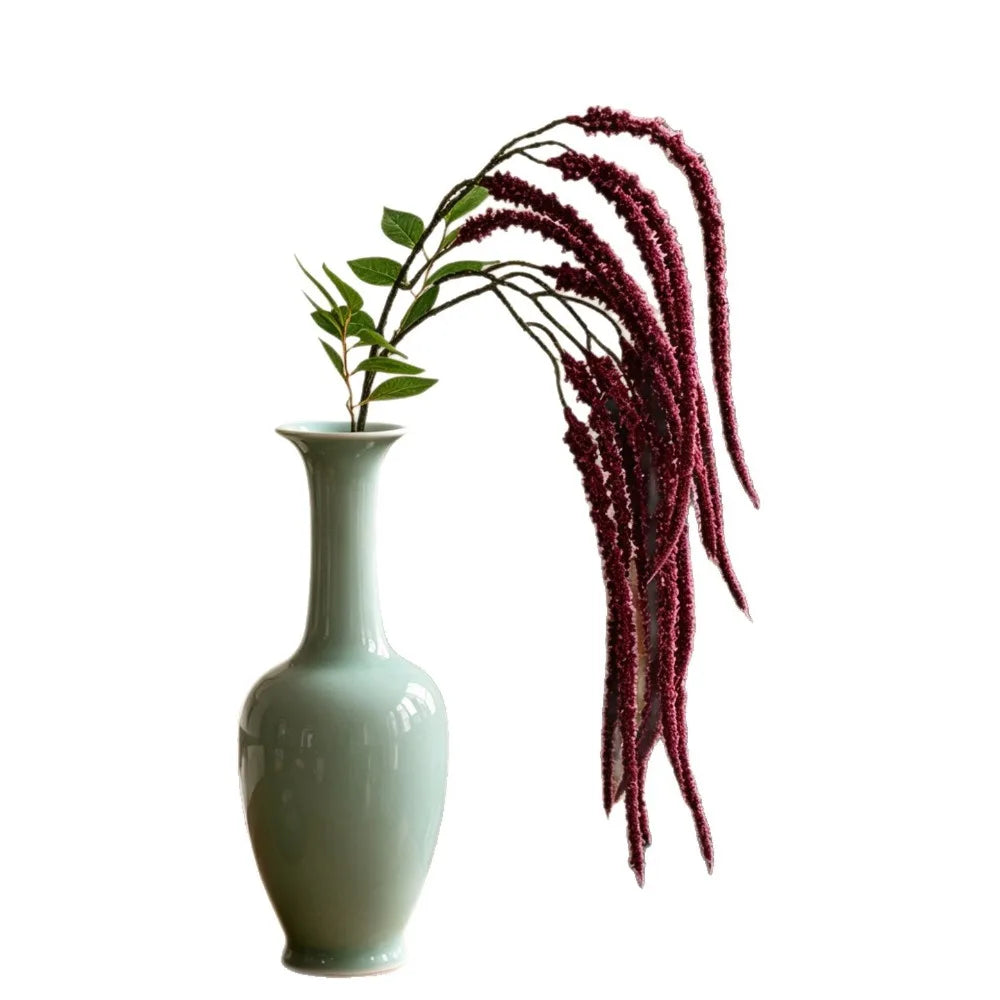 décoration intérieure vase artificiel branche verte blanche classique 95cm haut feuillets