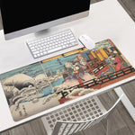 tapis souris ukiyo multicolore illustration japonaise traditionnelle hivernale protection caoutchouc grande taille