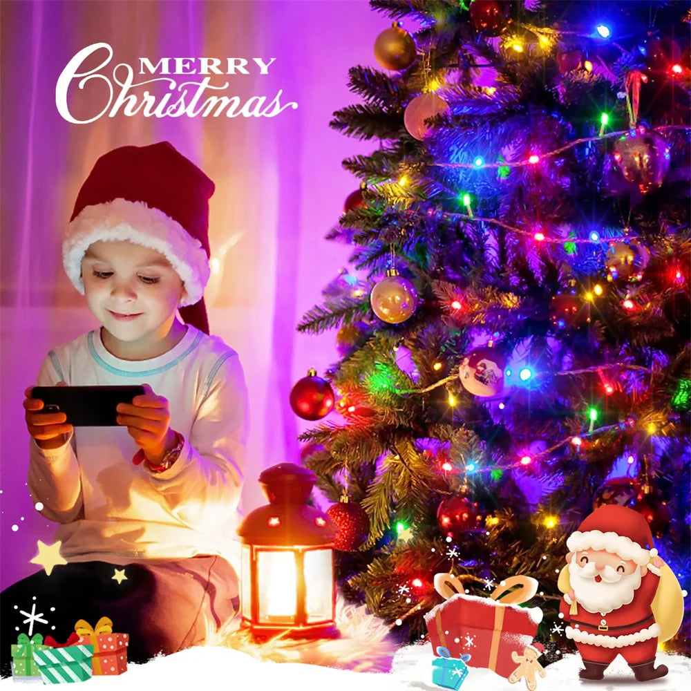 guirlande lumineuse led multicolore moderne décoration noël modes télécommande batterie aa festive salon
