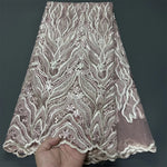 tissu brodé sequins motifs floraux polyester coton occasion mariage robe cérémonie bleu rose blanc
