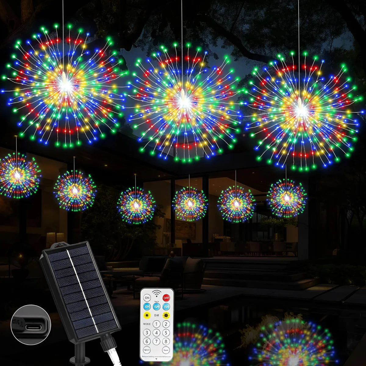 guirlande lumineuse solaire multicolore étoiles moderne clips autoinstallation extérieure festivités led
