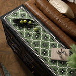 tapis table marron carreaux floraux protection buffet cuisine classique respectueux environnement 40x200cm 40x240cm 45x200cm