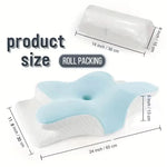 oreiller mousse mémoire forme papillon gris blanc moderne ergonomique doux massage voyage