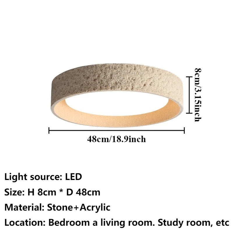 plafonnier led moderne pierre beige gris texture granulée éclairage zen minimaliste 4200k 3000k chambre