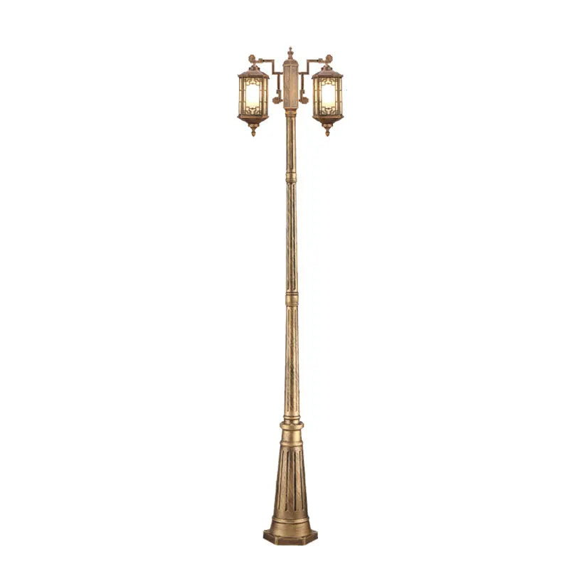 Lampadaire élégant classique vintage éclairage public extérieur ip65 aluminium noir or motifs ajourés led