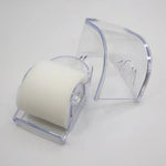 support rouleau papier toilette adhésif moderne transparent légèrement opaque sans motif