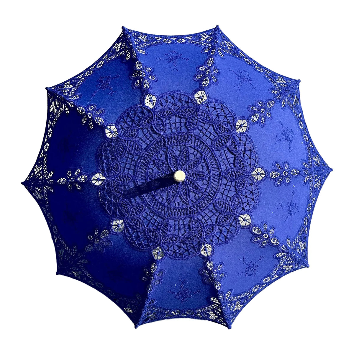parapluie dentelle blanc vintage élégant poignée bois bleu vert mariage voyage