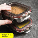boîtes repas argentées clips rouges étanches micro ondes thermiques isolation moderne