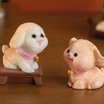 ornement jardin chien figurine résine mignonne cartoon blanc gris Jaune