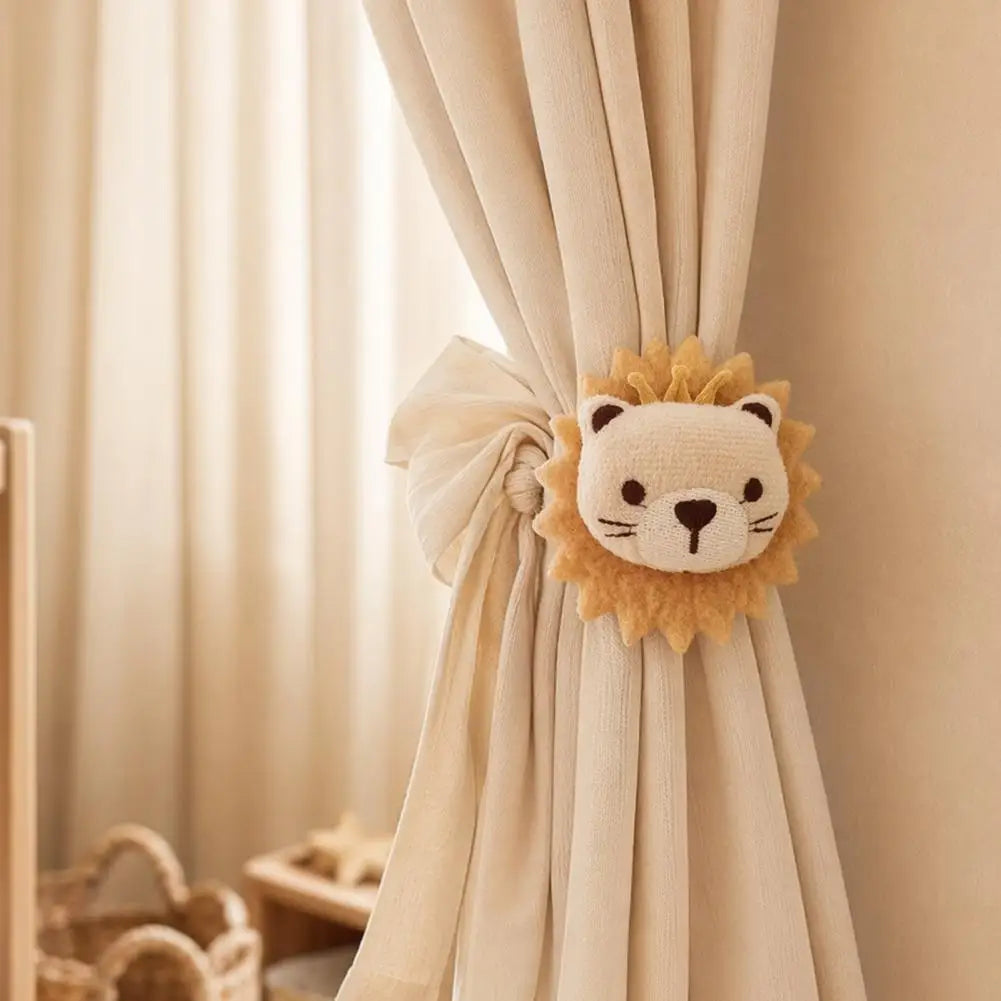 accessoires fenêtre enfant décor animaux lion ours fleurs tissu coton adhésif mignonnette