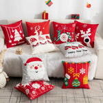 housses coussins brodées noël rennes neige opaques nordique rouge blanc gris festive