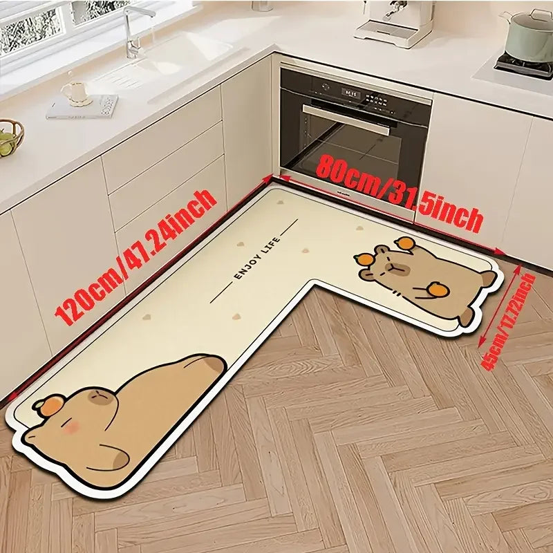 tapis cuisine dessin animé personnages chiens happy time enjoy life polyester antidérapant moderneintérieur