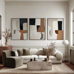 affiches abstraites modernes toile beige marron sans cadre ensemble trois impressions minimalistes