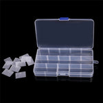boîte rangement bijoux transparente pratique 10 compartiments clips cheveux poignée bleue