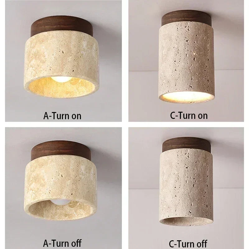 lampe moderne bois brun beige texture granulée opacité minimaliste lumière chaude neutre froide