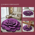 tapis fleur relief violet bleu rouge moderne velours cristallin doux salon durable