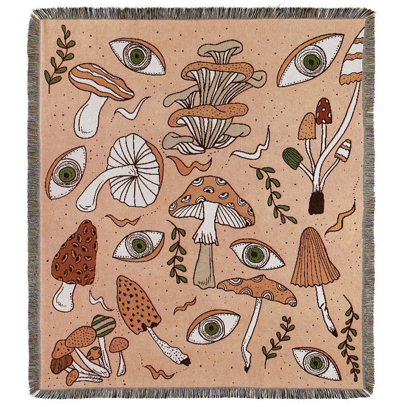 couverture pique nique tigre moderne motif monstera coton gris orange noir vert