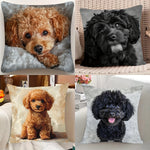 housse coussin imprimé chien orange noir polyester moderne décoration chambre voiture 45x45cm opaque