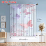 rideau transparent rose violet papillons cœurs moderne fenêtre polyester 132x160cm