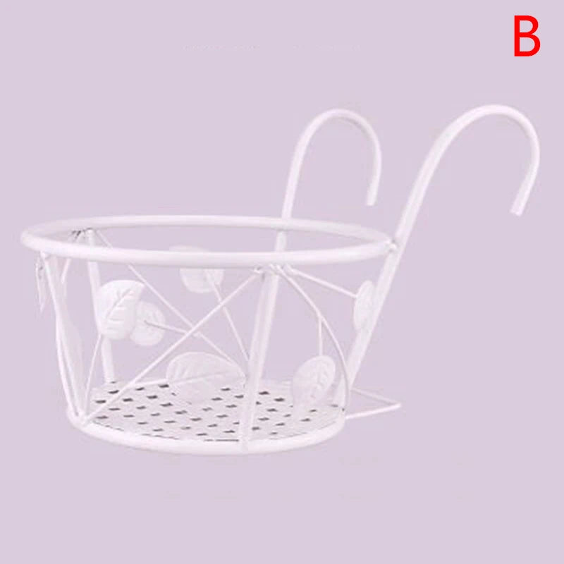 support mural pots fleurs noir blanc marron grille feuilles moderne crochetsextérieur jardin balcon