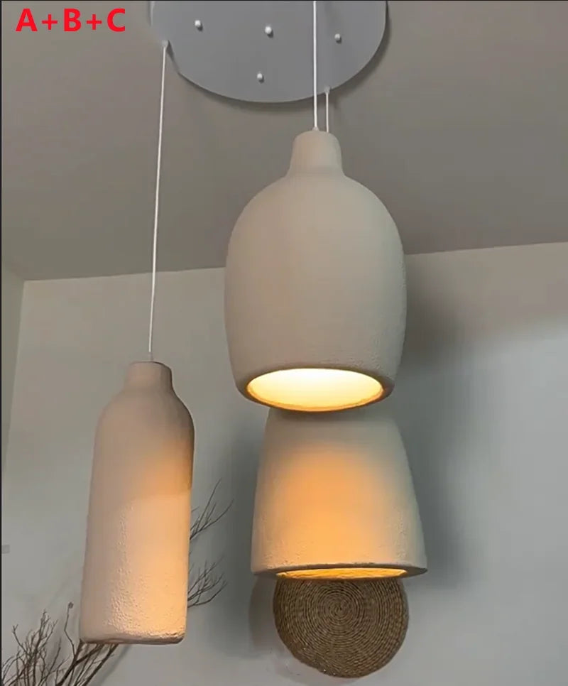 suspension lampes modernes polymère beige texture granulée opaques