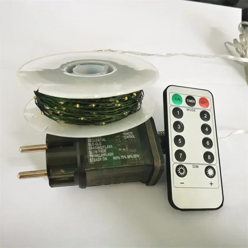 guirlande lumineuse led vert blanc télécommande adaptateur mural moderne noël vacances salon