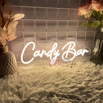 enseigne lumineuse néon Candy Bar blanc décoration chambre enfants mur opaque moderne