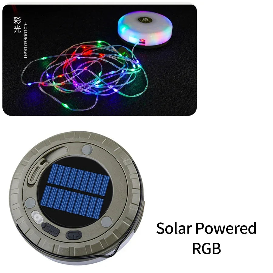 lampe camping rechargeable rgb vert blanc moderne aimantée batterie intégrée chargeur usb étanche compact
