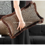 taies d'oreiller géométriques polyester beige marron classique respectueux environnement opaques maison