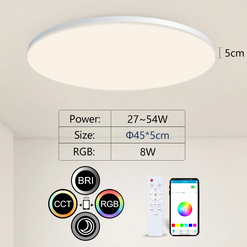 plafonnier circulaire moderne lumineux arc ciel télécommande app blanc led