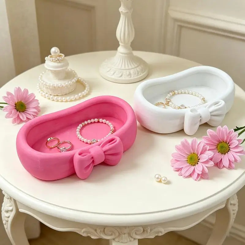boîte bijoux moderne blanc rose papillon relief grande capacité organisation voyage cosmétiques