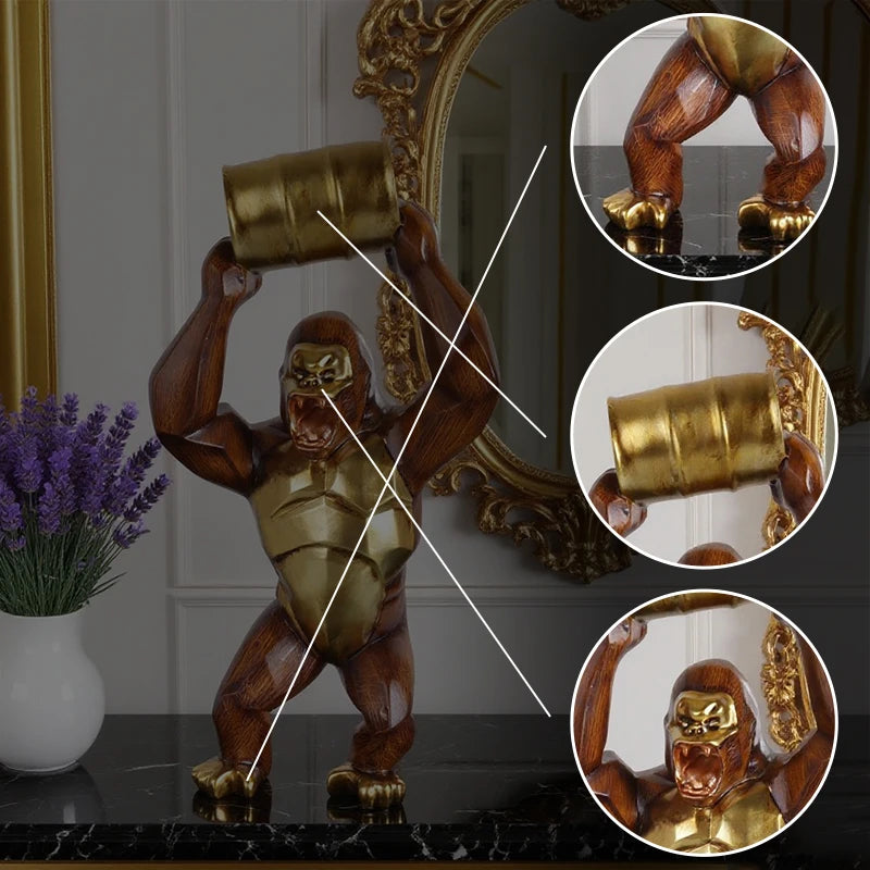 statue animale marron dorée texture bois sculptural résine articulée maison salon chambre comptoir