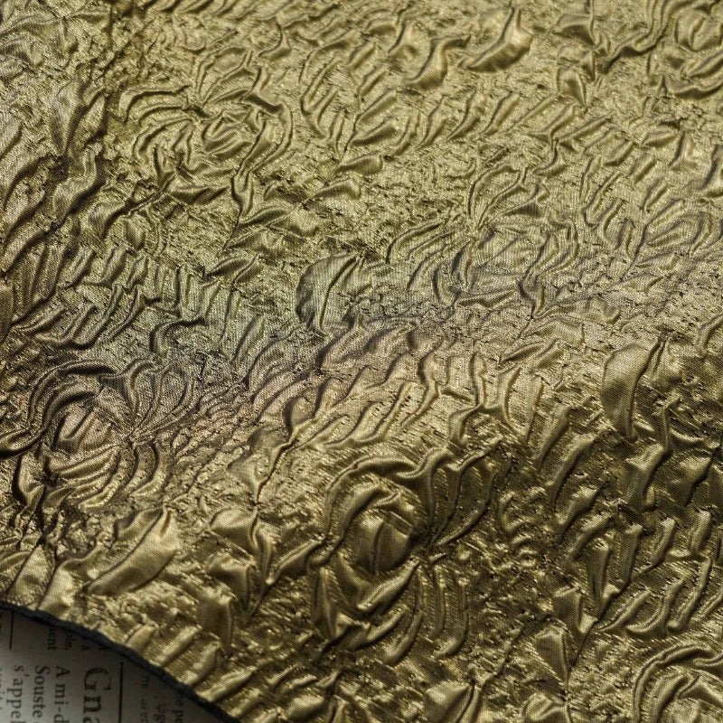 tissu decoratif doré ondulé moderne élégant biodegradable polyester 19% or 142cm large