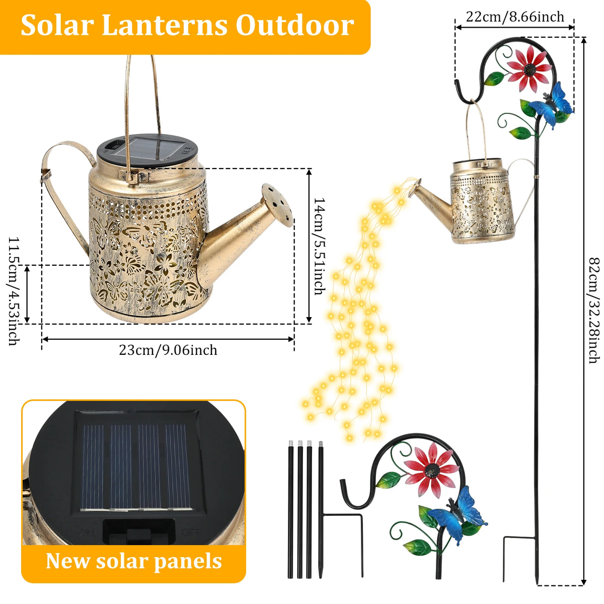 lanterne solaire suspendue led bronze or orientale extérieure ajourée festive autocollante